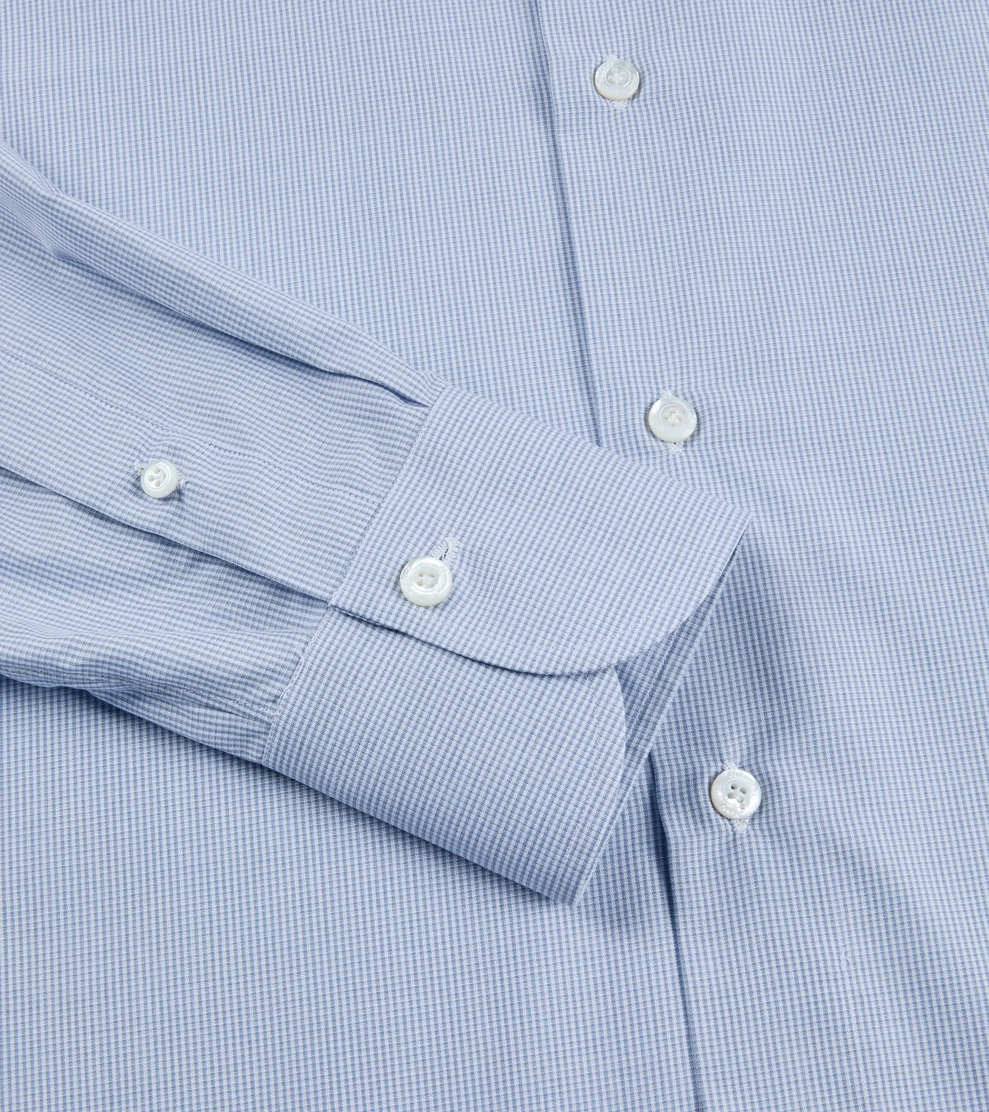 Finamore Napoli Carlo Riva Cotton Silk Check Leonardo Button Down Shirt: Grey Stretchable Fabric