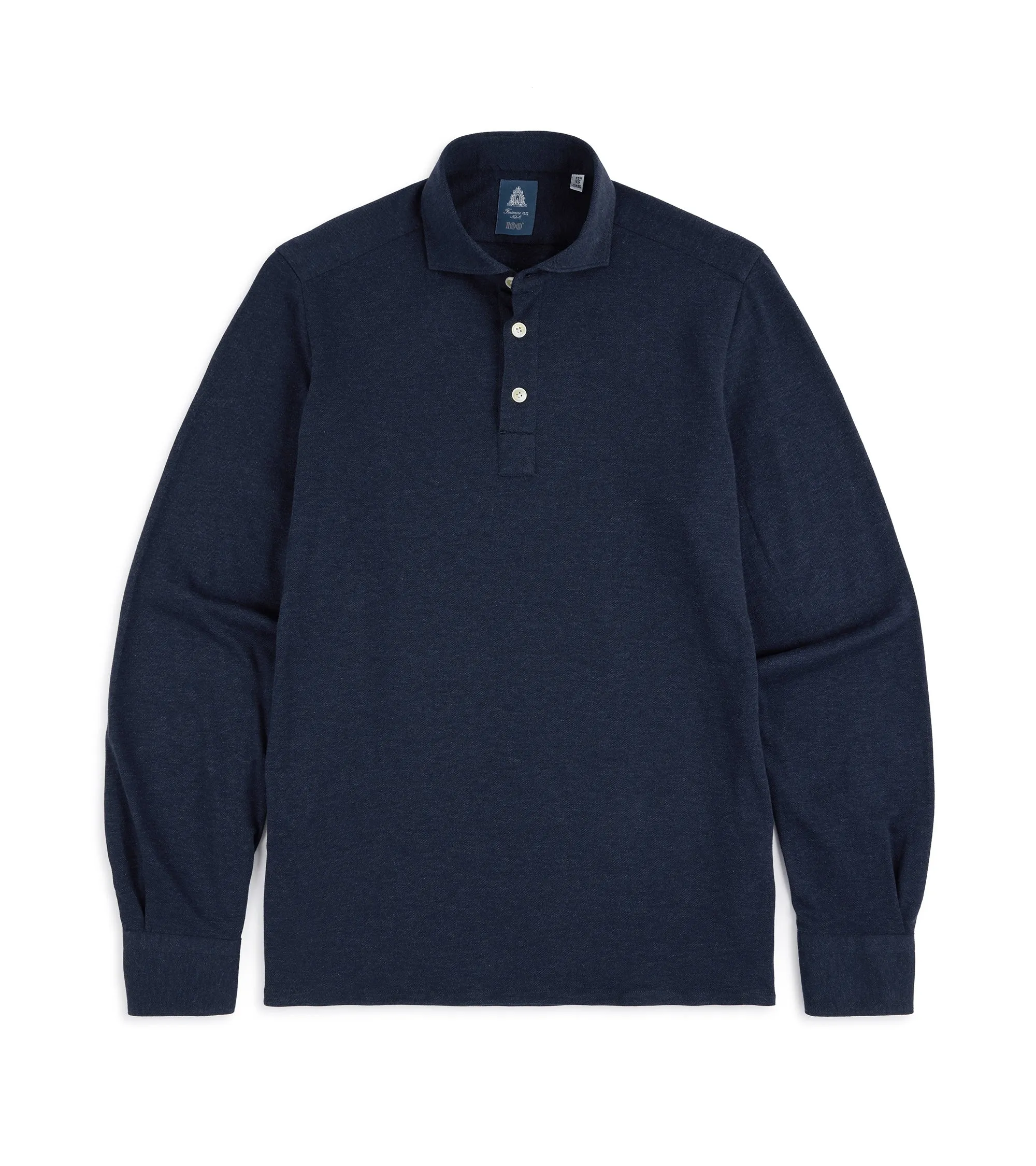 Plus size option Finamore Orlando Cotton Cashmere Polo Shirt: Navy