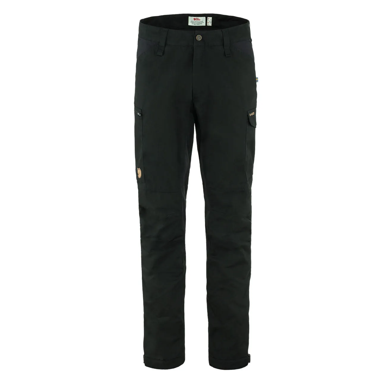 Fjallraven Kaipak Trousers Black Regular Leg LowProfileTopstitching Wrinkle resistant fabric