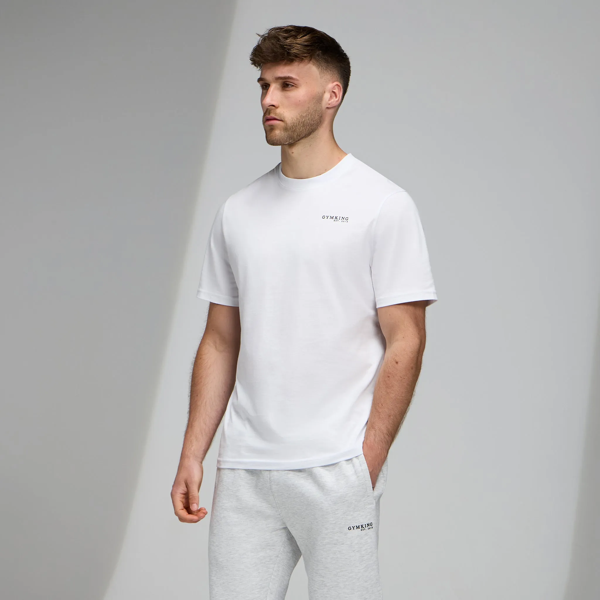 Slim Fit Cut Easy Care Material Gym King Established Regular Fit Tee - White