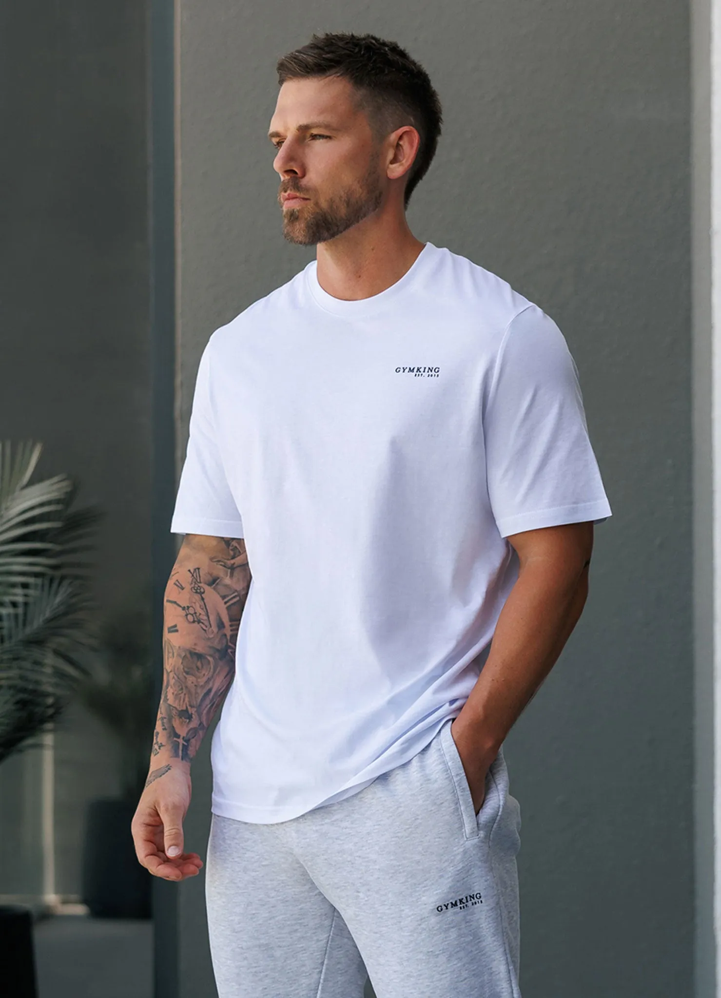 Casual Essentials Gym King Established Regular Fit Tee - White