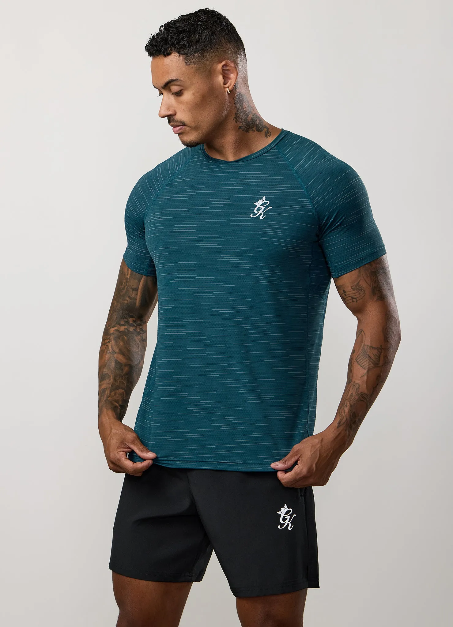 Gym King Energy Grindle Tee - Dark Teal Grindle Seam Free Back Comfortable Layering