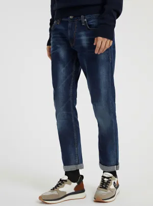Eco Low Rise Slim Tapered Denim Jeans In Meadow Selvedge Wash Modern Casual All Around