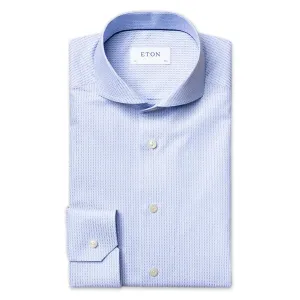 Eton - Slim Fit Brocade Pattern Shirt in Blue Snug feel