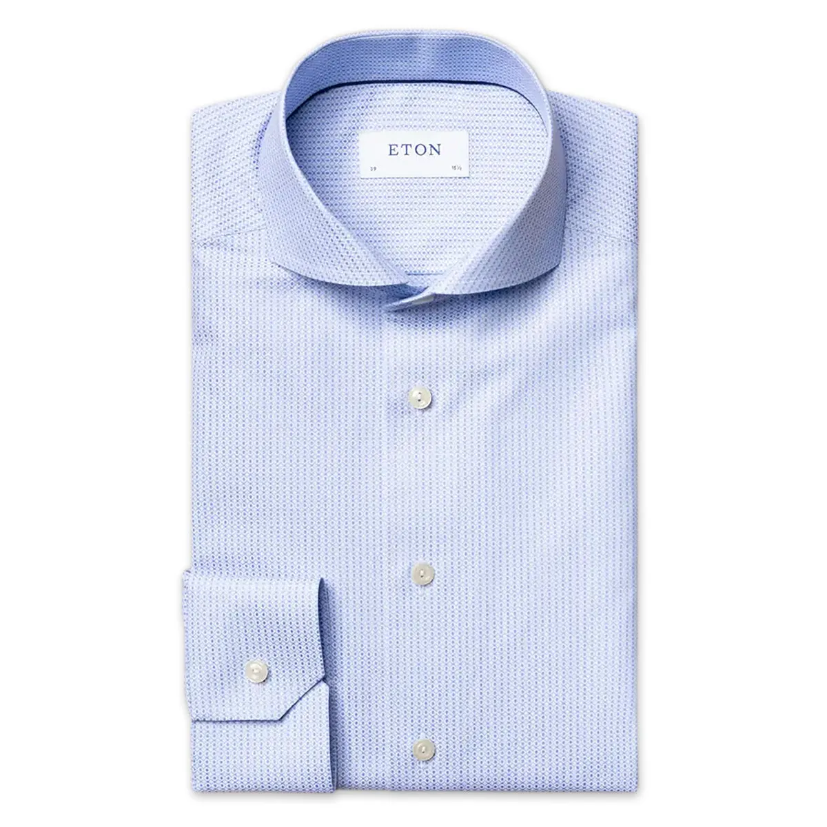 Eton - Slim Fit Brocade Pattern Shirt in Blue Snug feel