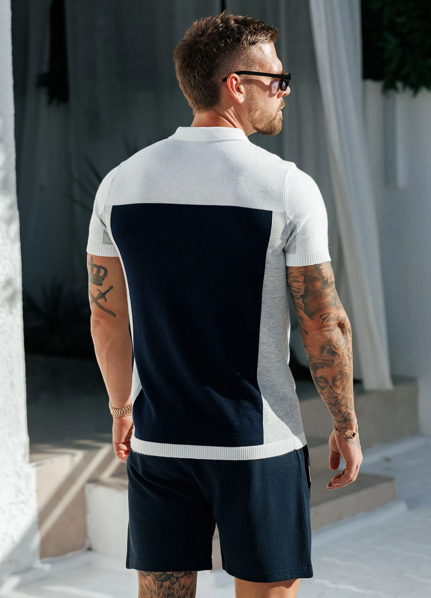 AllSeasonWear Breathable and Comfortable Gym King Signature Colour Block Polo - Navy