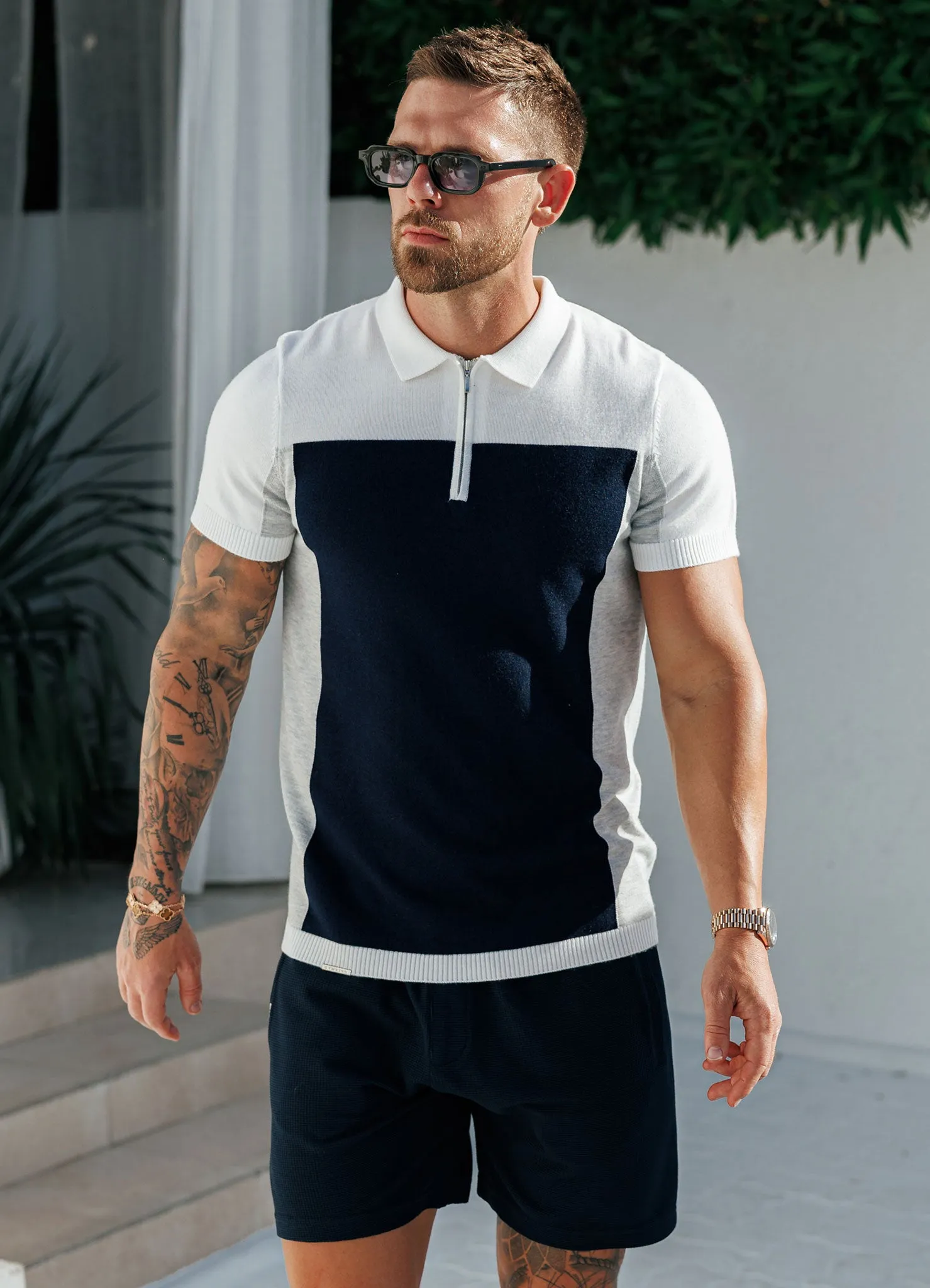 Gym King Signature Colour Block Polo - Navy Smart Fit Oversized Cut