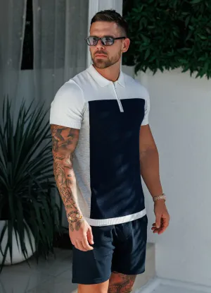 Gym King Signature Colour Block Polo - Navy Trendy Layering