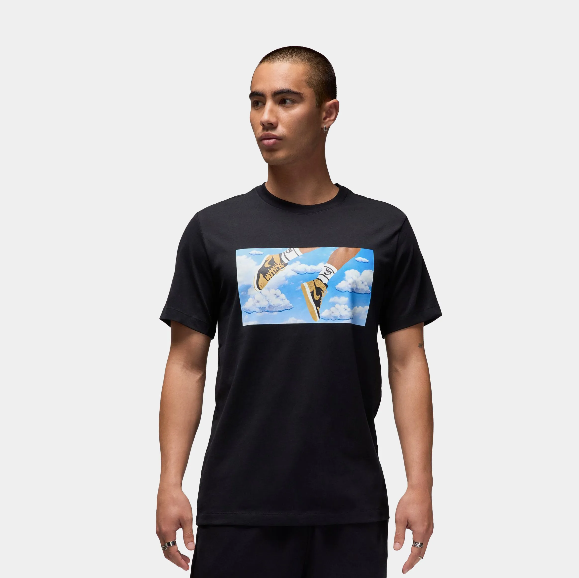 Layering Piece Flight Essentials Sky Graphic Mens Short Sleeve Shirt (Black/Gold)