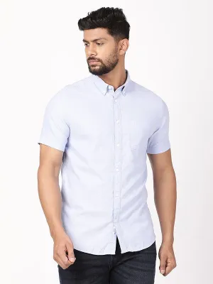 Men Solid Half Sleeve Cotton Shirt Moisture Management Tech