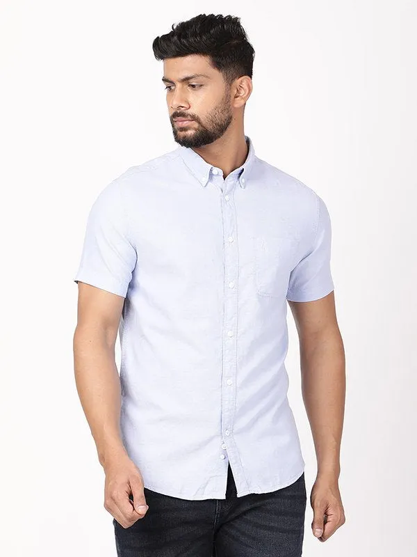 Men Solid Half Sleeve Cotton Shirt Travel Essential Fashionable Layer
