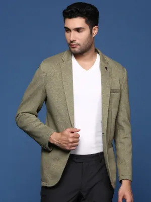 Adjustable Hemline Men's Green Notched Lapel Slim Fit Single Breasted Blazer