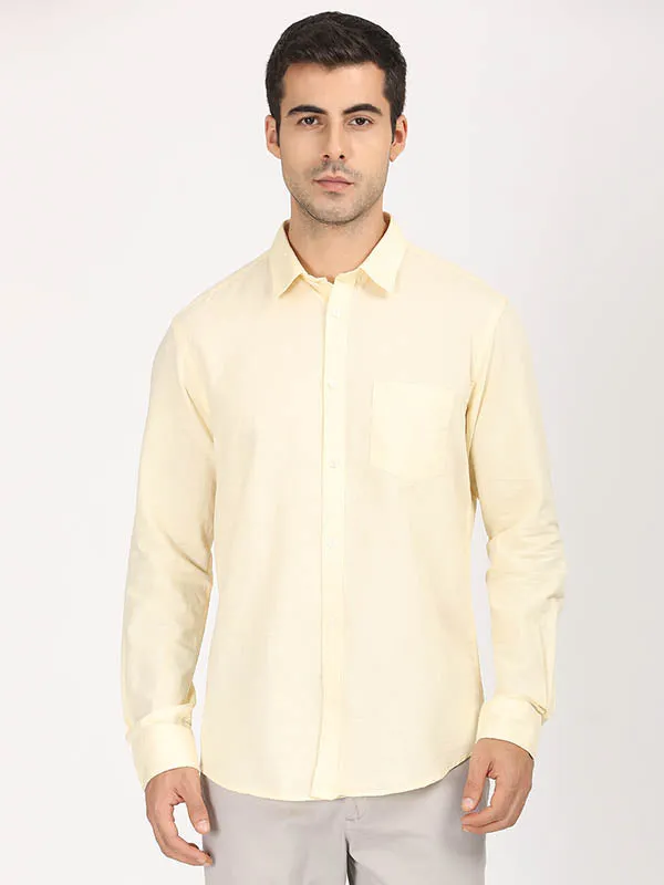 Minimalist Style Men Solid Full Sleeve Cotton Blend Shirt