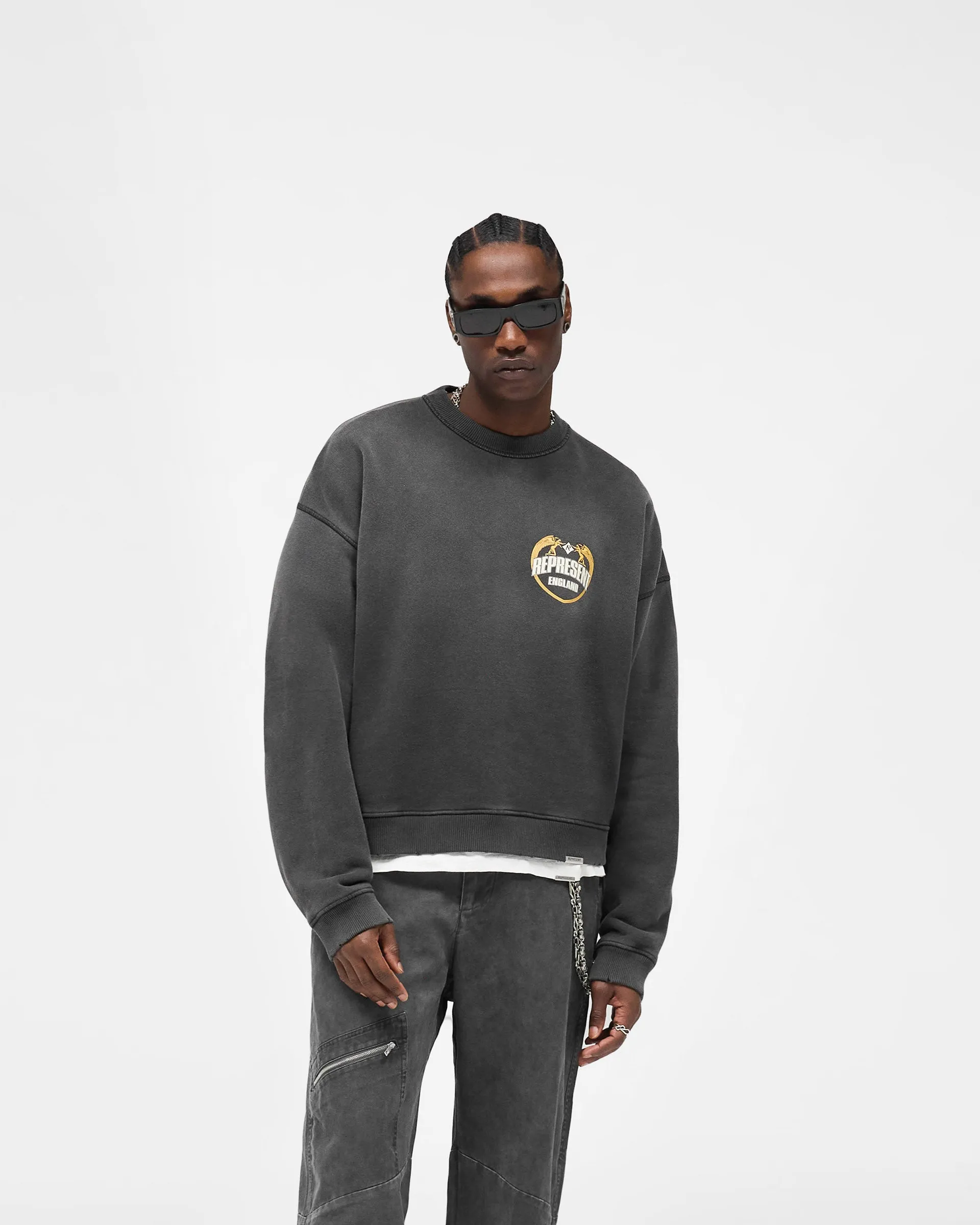 comfortable top goes with skirts Angel Border Sweater - Stained Black