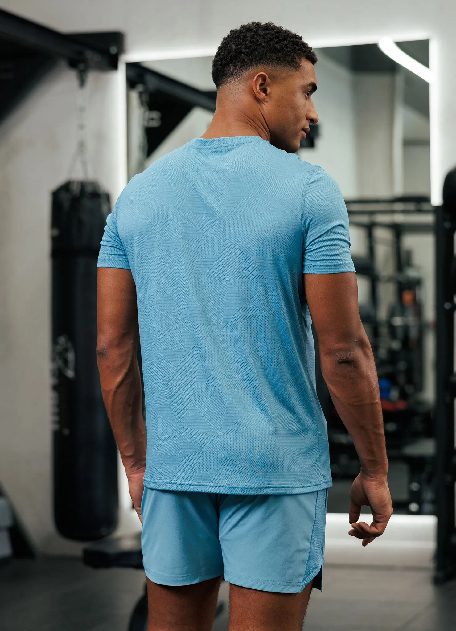 Gym King Geometric Knit Tee - Sea Mist Summer Ready