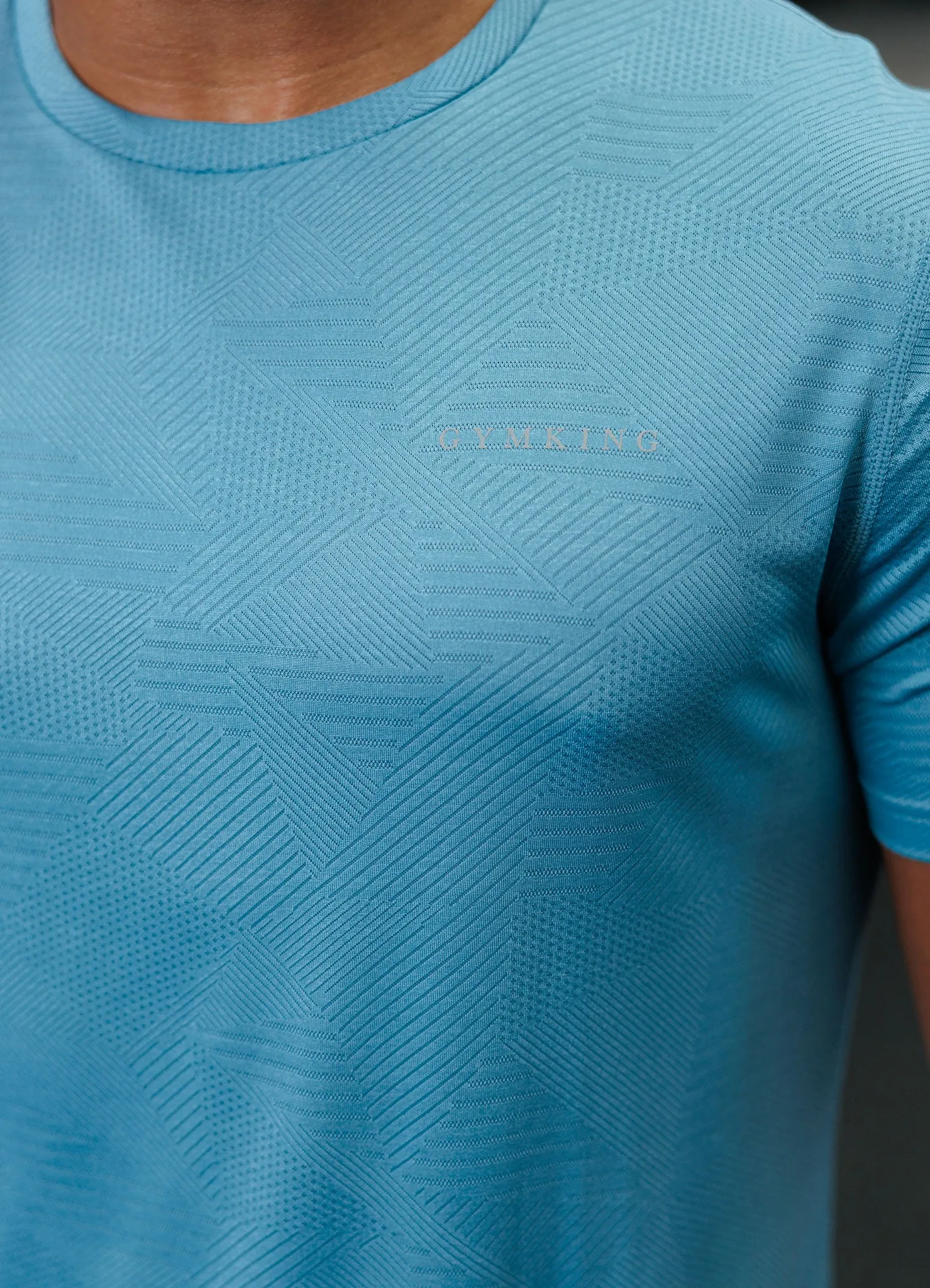 Gym King Geometric Knit Tee - Sea Mist Travel Friendly Cotton Blend