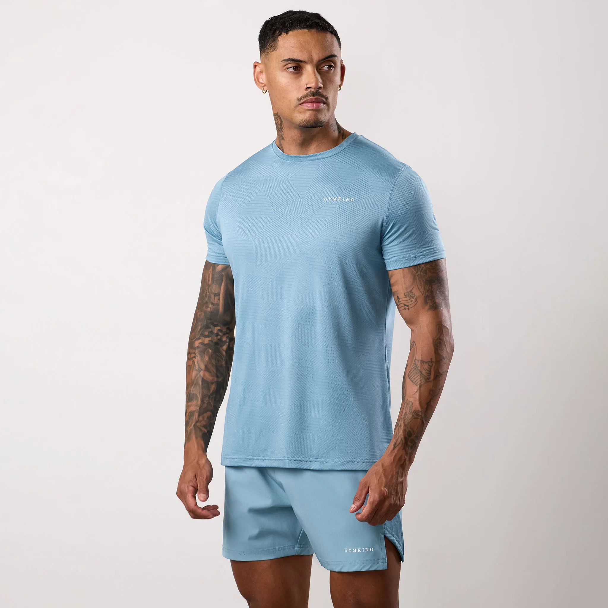 Gym King Geometric Knit Tee - Sea Mist Streetwear attitude Odor Resistant Material