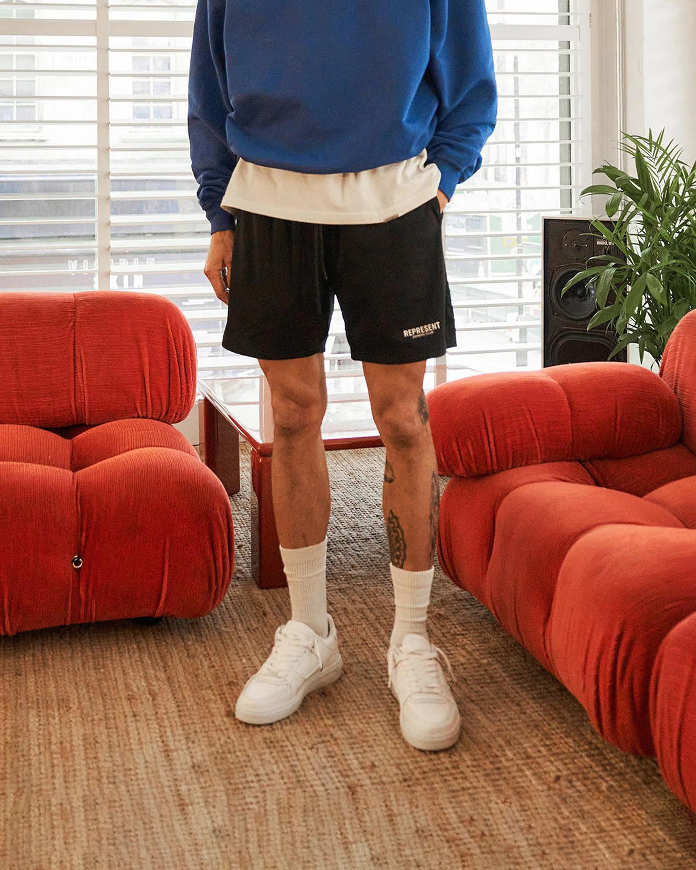 Represent Owners Club Mesh Shorts - Black Balanced Fit Summer Fashion