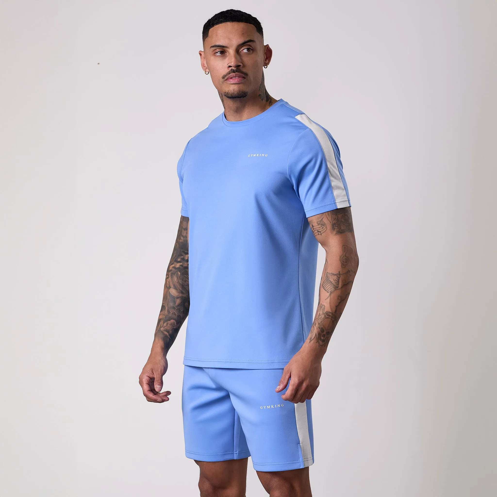 Chic Vibe Thermal Regulation Layer Gym King Core Plus Poly 2.0 Tee - Provence Blue/White