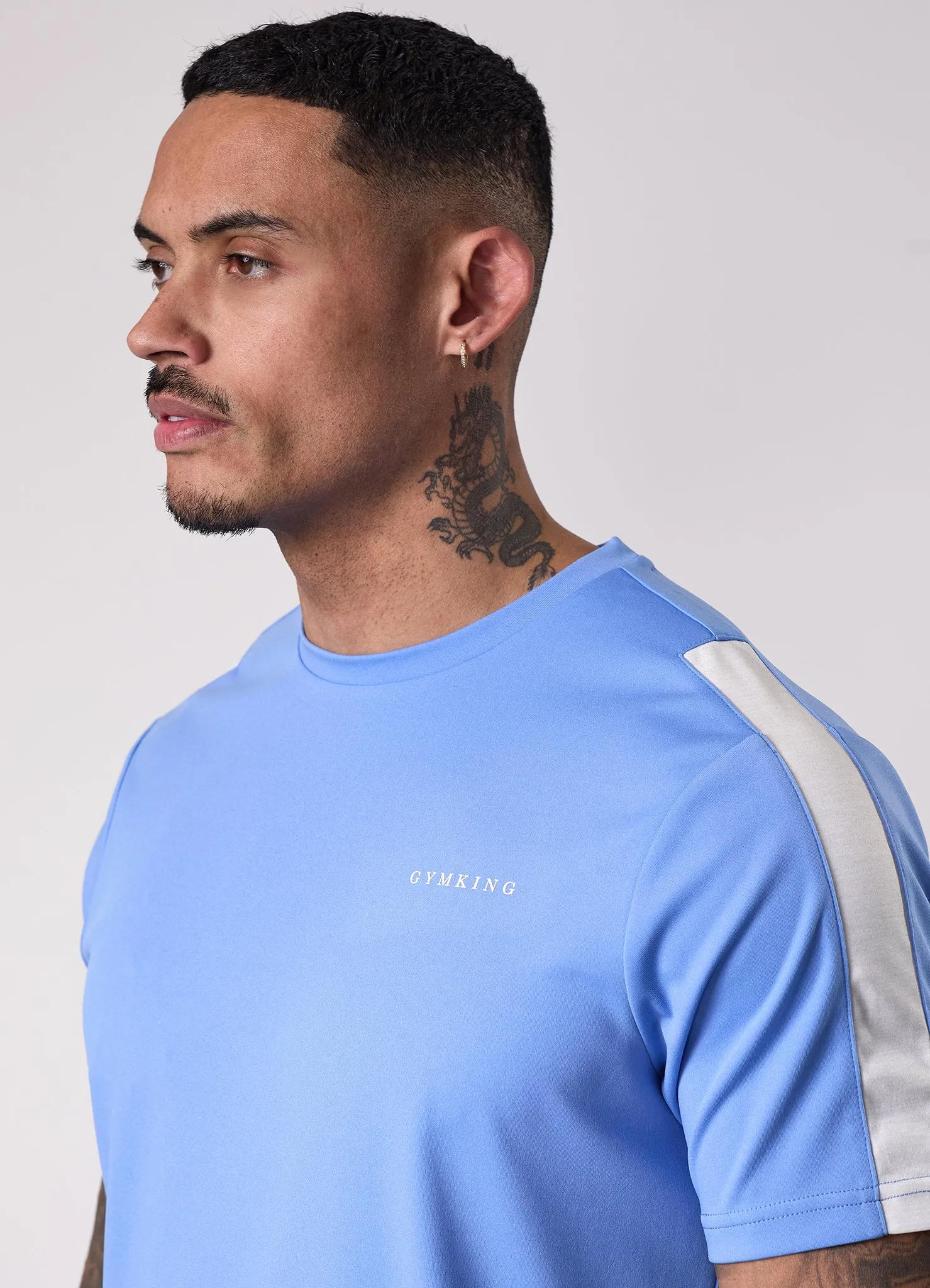 Trendy Tops Gym King Core Plus Poly 2.0 Tee - Provence Blue/White