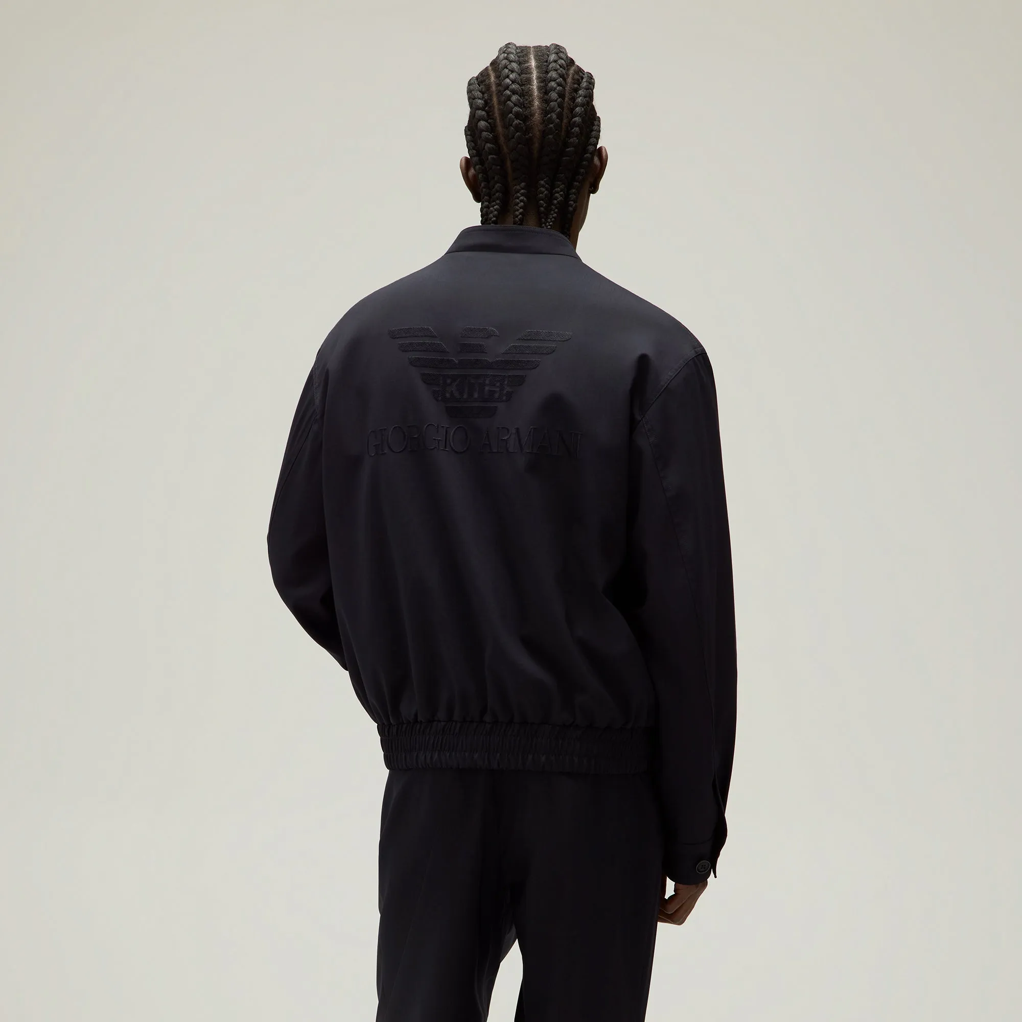 Giorgio Armani & Kith Collarless Bomber Jacket - Admiral Snow Ready Outfit Lightweight Shell