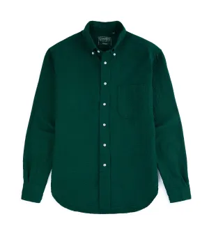 Gitman Vintage Cotton Seersucker Button Down Shirt: Forest Green Work Appropriate Water Repellent Finish