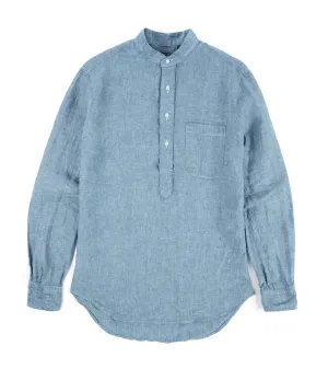 Gitman Vintage Linen Band Collar Popover Shirt: Chambray Dressy look On-The-Go Style