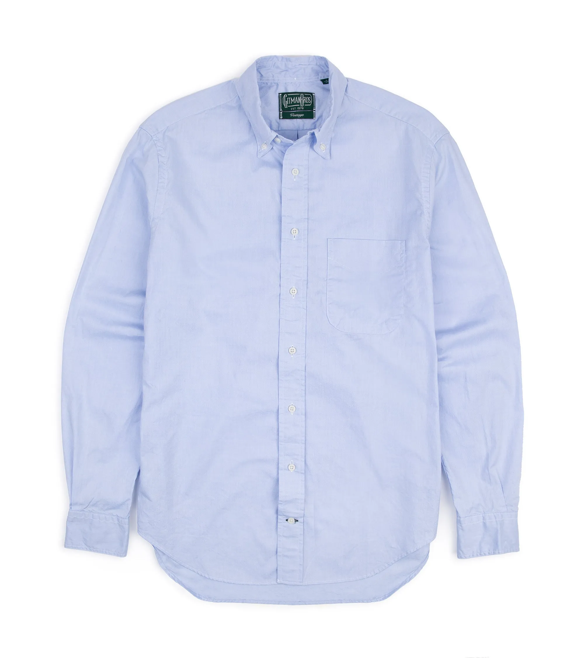 Gitman Vintage Zephyr Cotton Shirt: Blue Tagless Design