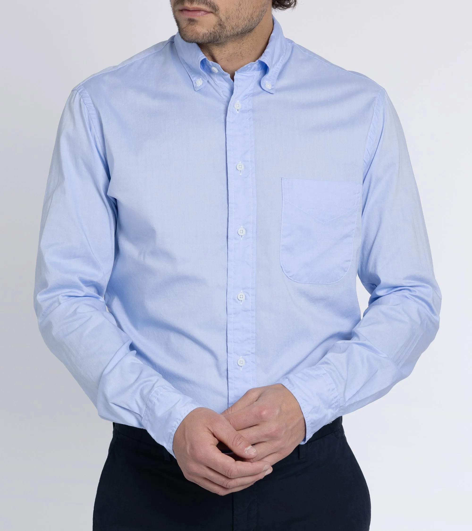 Gitman Vintage Zephyr Cotton Shirt: Blue Tailored Cuffs