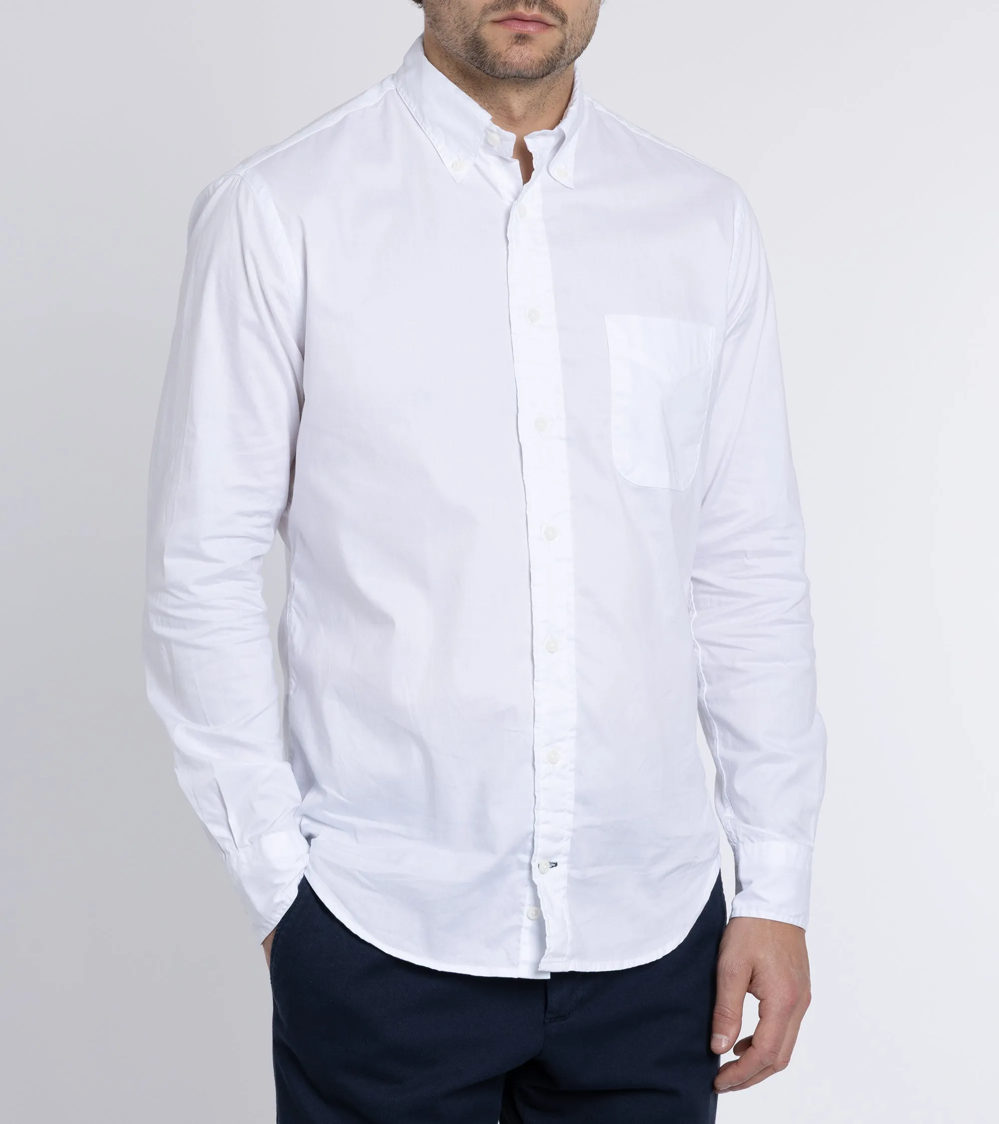 Gitman Vintage Zephyr Cotton Shirt: White Animal Print Waffle Weave