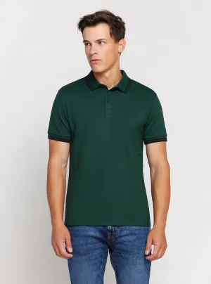 Green Short Sleeve Pique Polo Shirt Chic Comfort Casual Ease