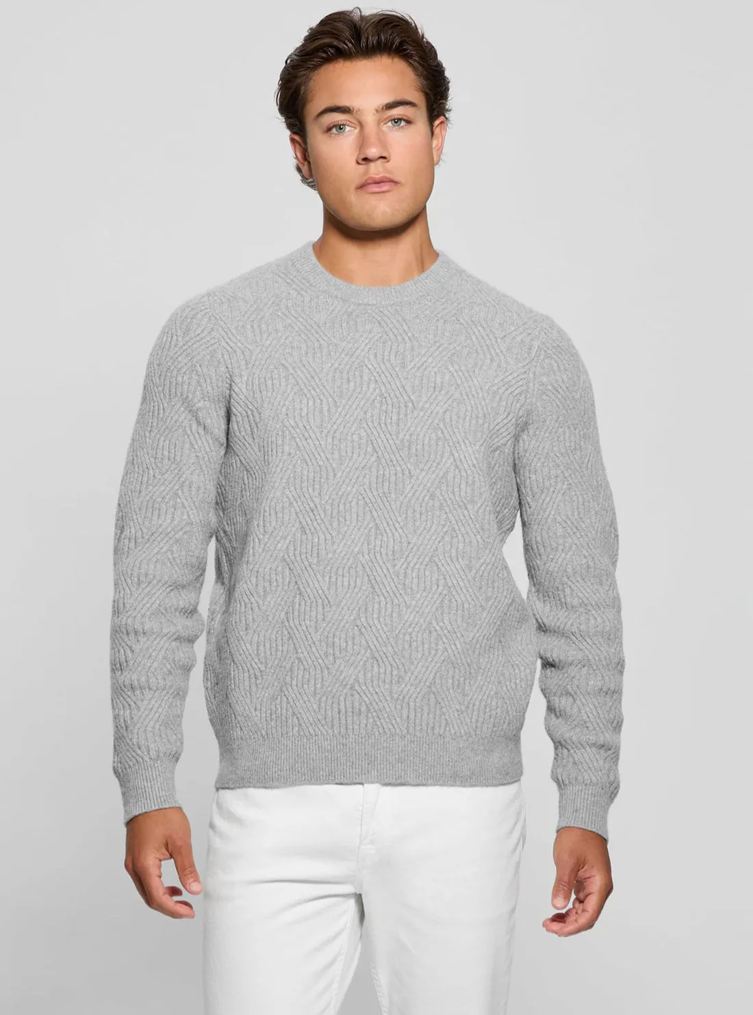 Grey Lattice Wesley Knit Jumper Fashion Basics