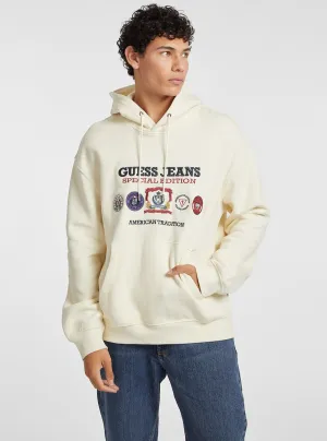 Guess Jeans Beige Hoodie Jumper Simple Fashion Chic Hoodie