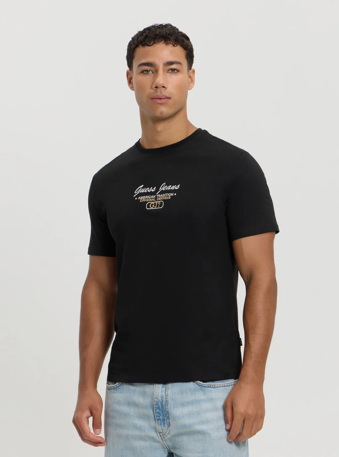 Guess Jeans Black Slim Script T-Shirt Sustainable Packaging