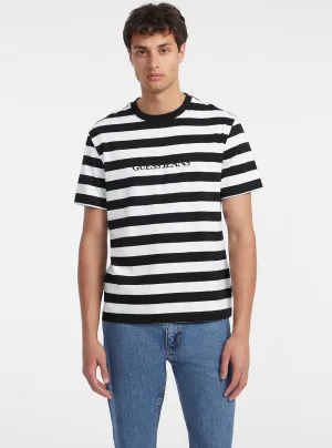 Guess Jeans Black White Striped T-Shirt Stylish Fit