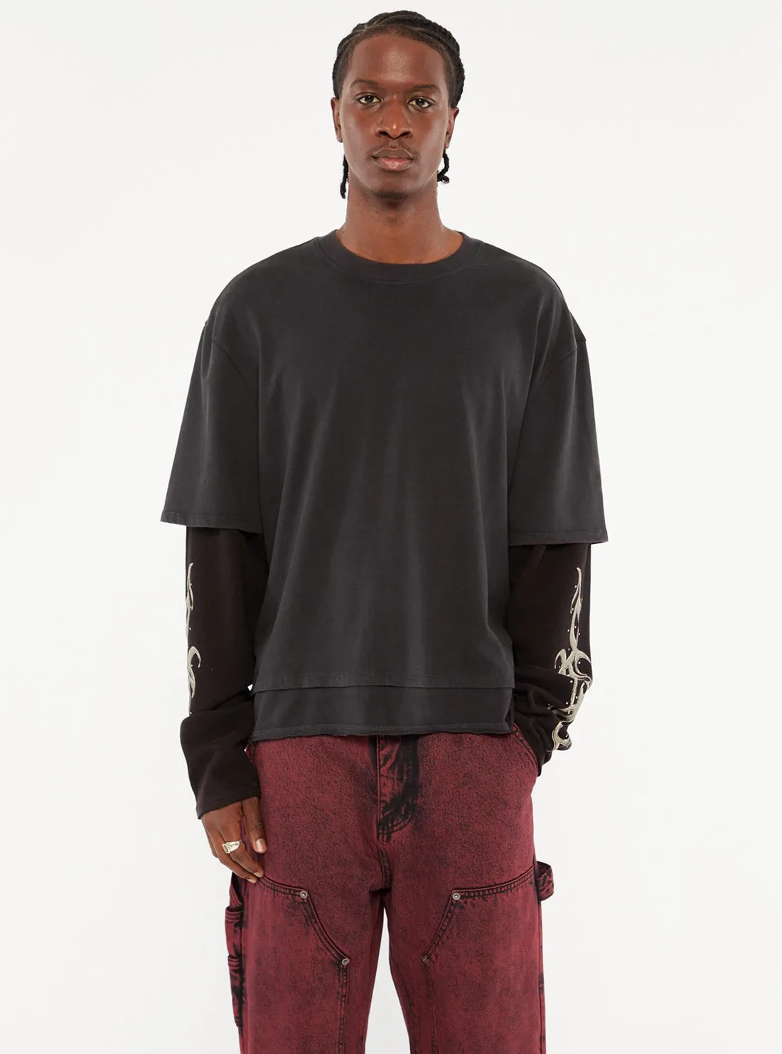 GUESS Originals Black Long Sleeve T-Shirt Stretch Comfort Outdoor Activity