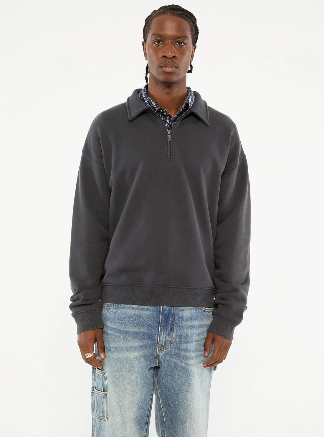 product sporty appeal Linen Guess Originals Grey Zip Pullover