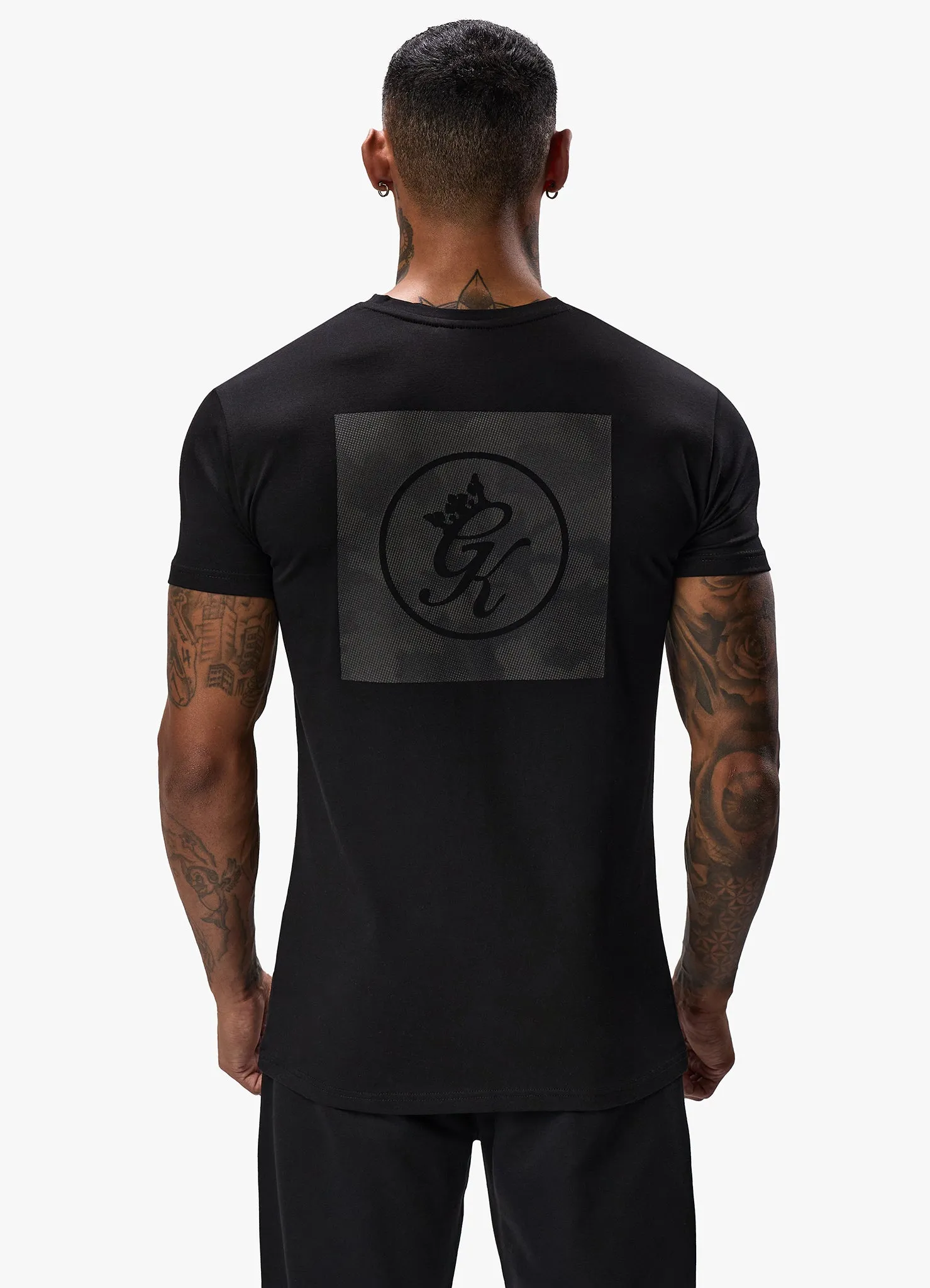 Gym King Box Logo Jersey Tee - Black Raw Hem Finish Soft Stretch Fit