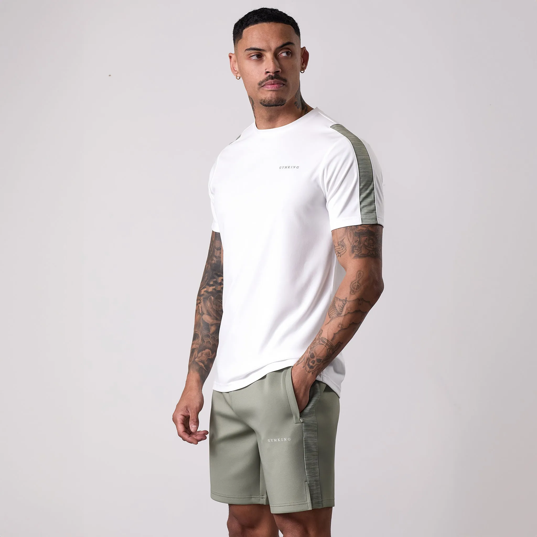 Retro Style Gym King Core Plus Poly 2.0 Tee - White/Soft Khaki