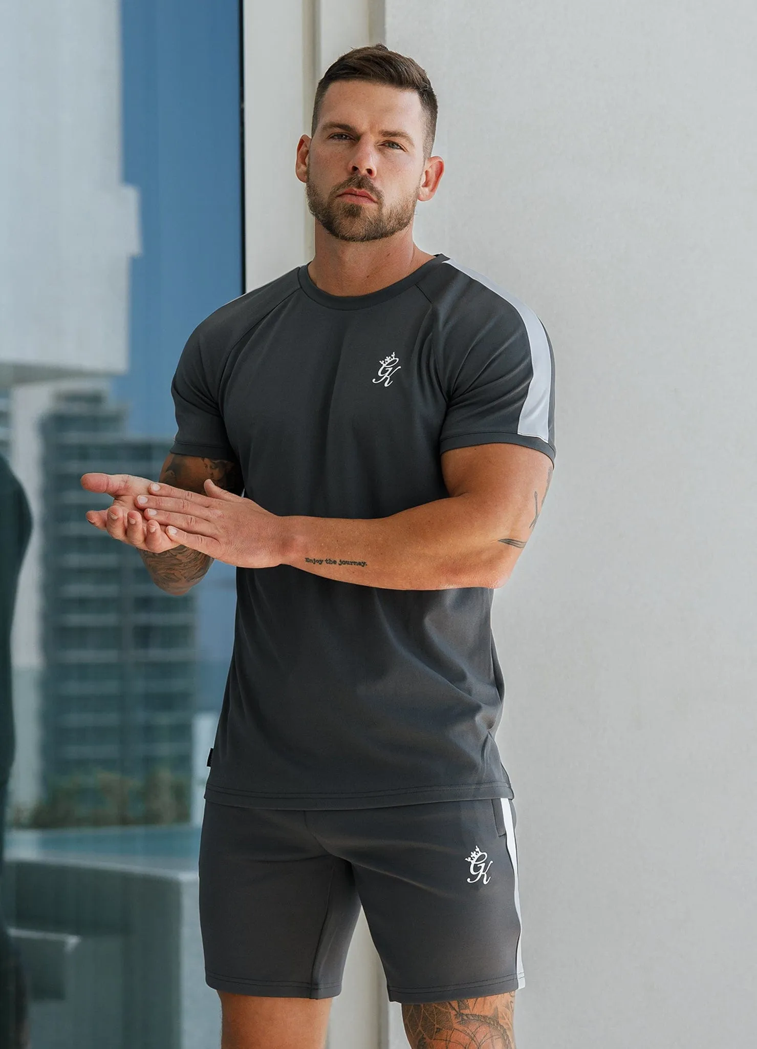 Quick Dry Performance Comfy Touch Gym King Core Plus Poly Tee - Graphite