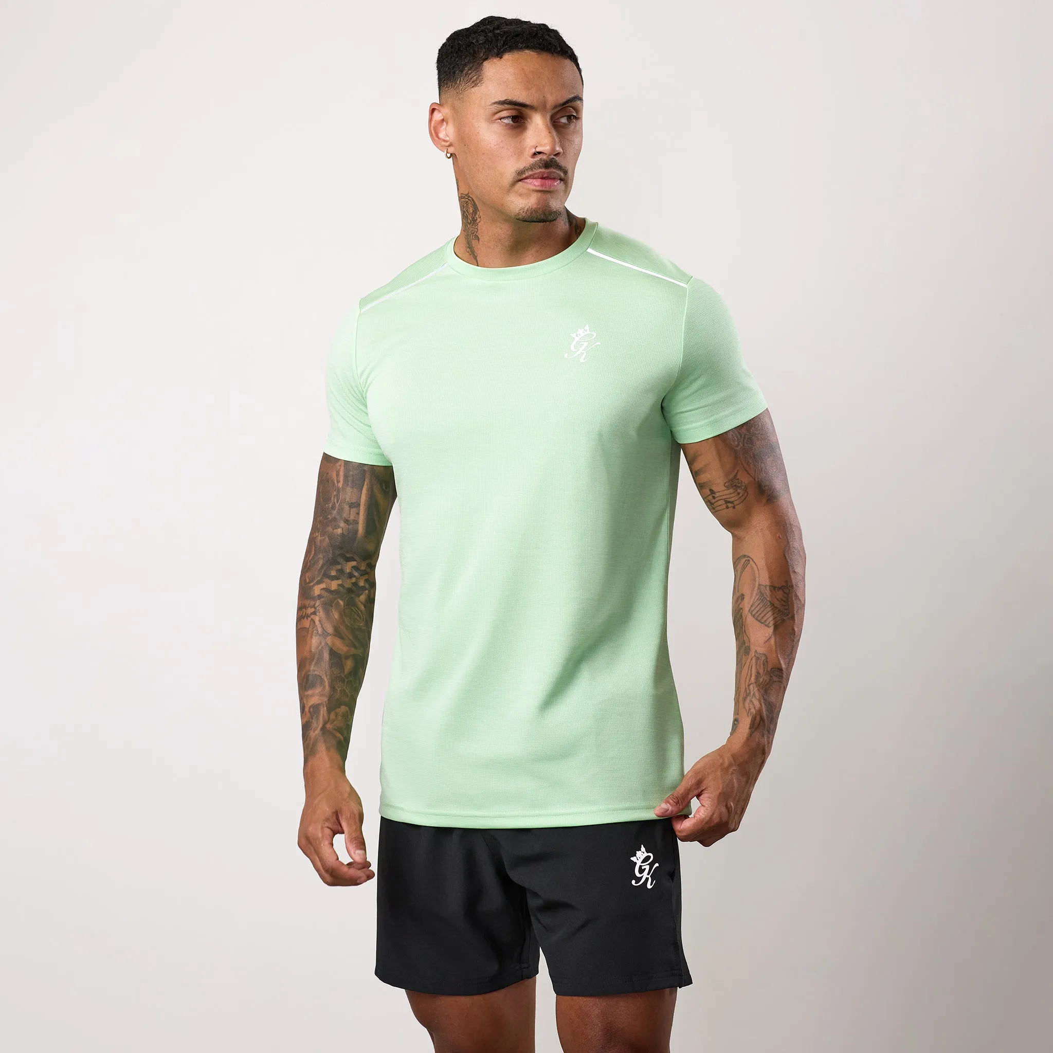 Buttery Soft Fabric Gym King Element Tee - Matcha Green Marl