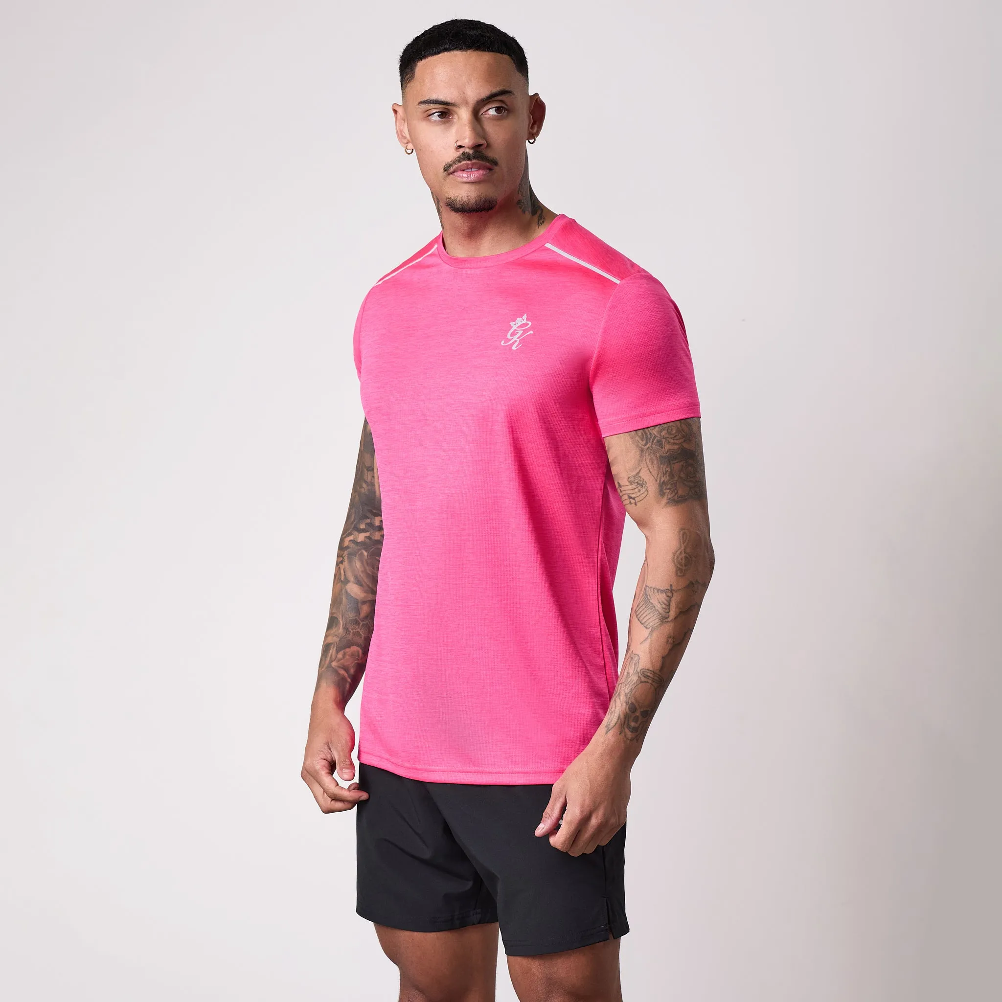 Gym king Element Tee - Tropical Pink Marl Double Stitched Hem casual and comfortable