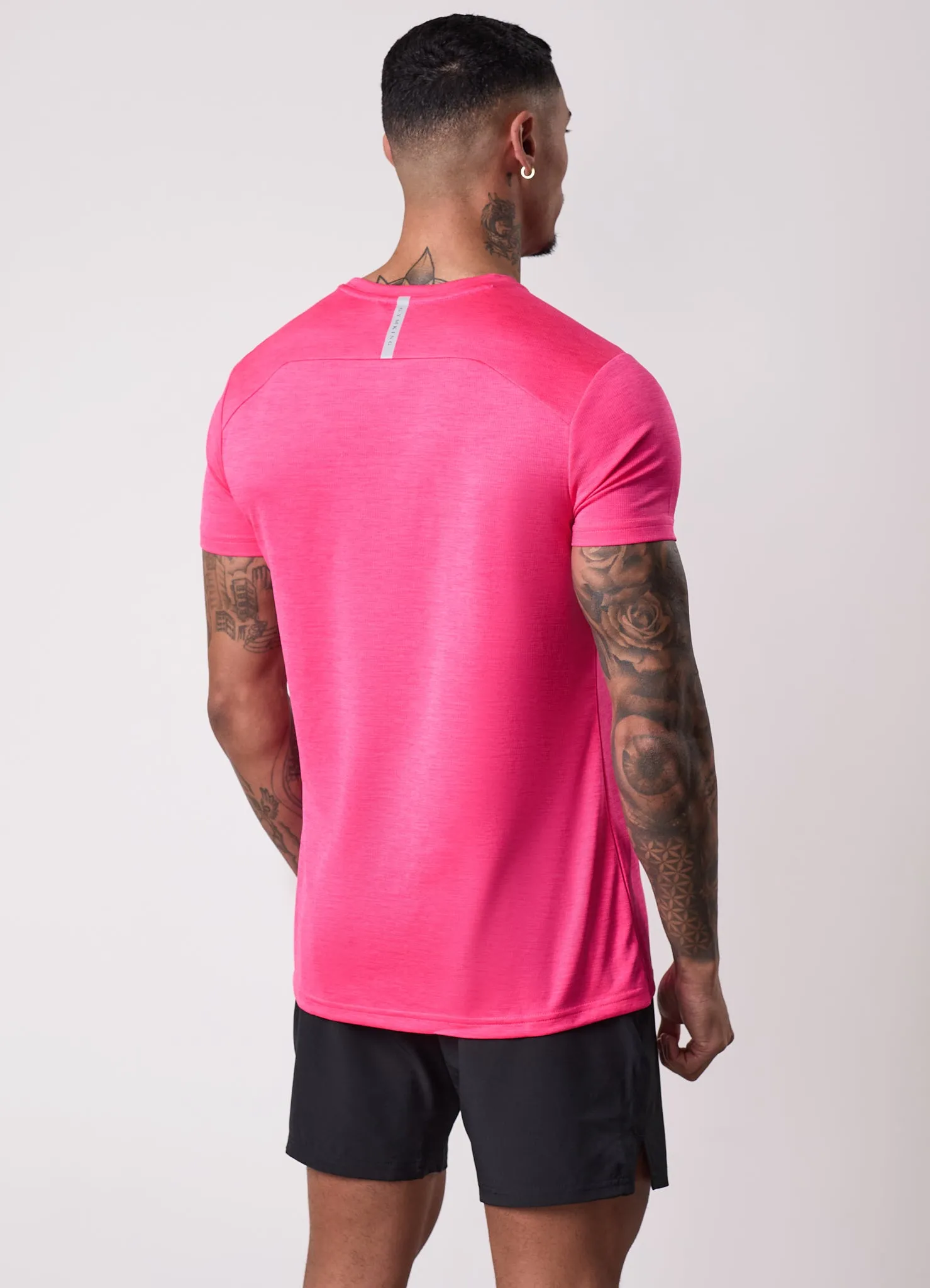 Sporty Top Comfortable and Chic Gym king Element Tee - Tropical Pink Marl