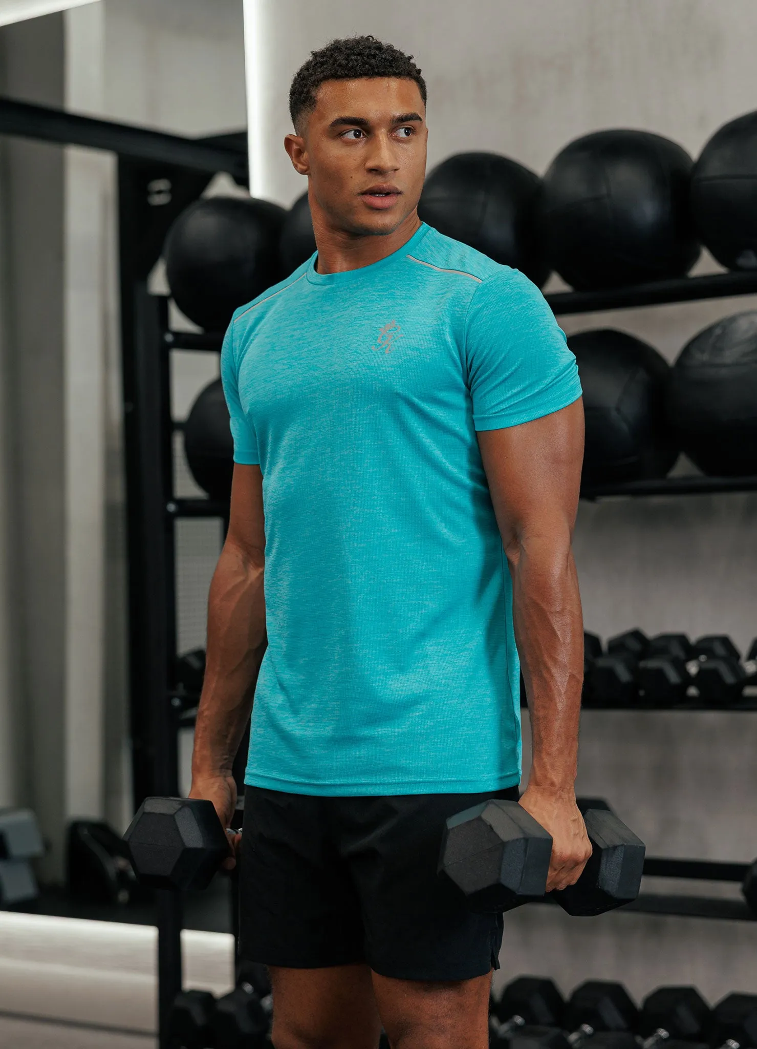 polo neck Lightweight Design Gym King Element Tee - Turquoise Marl
