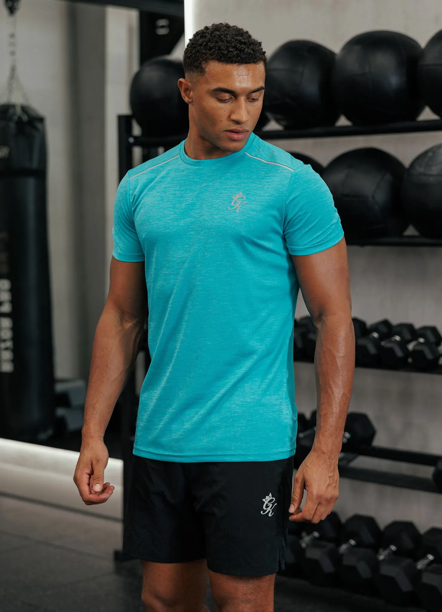 safe for skin crew neck Gym King Element Tee - Turquoise Marl