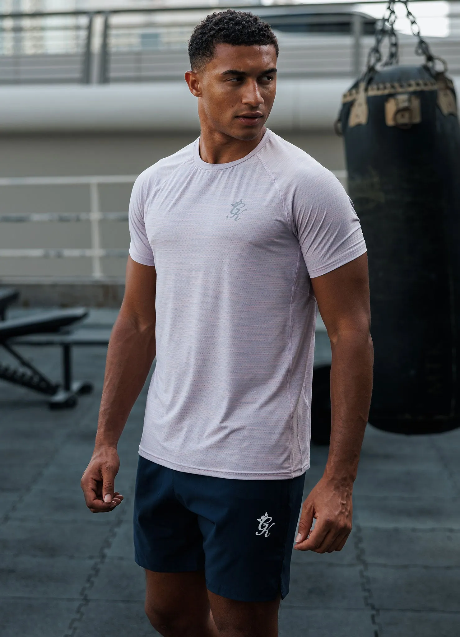 Gym King Energy Grindle Tee - Dusky Lilac Grindle Airflow Mesh Panels Fit For Comfort