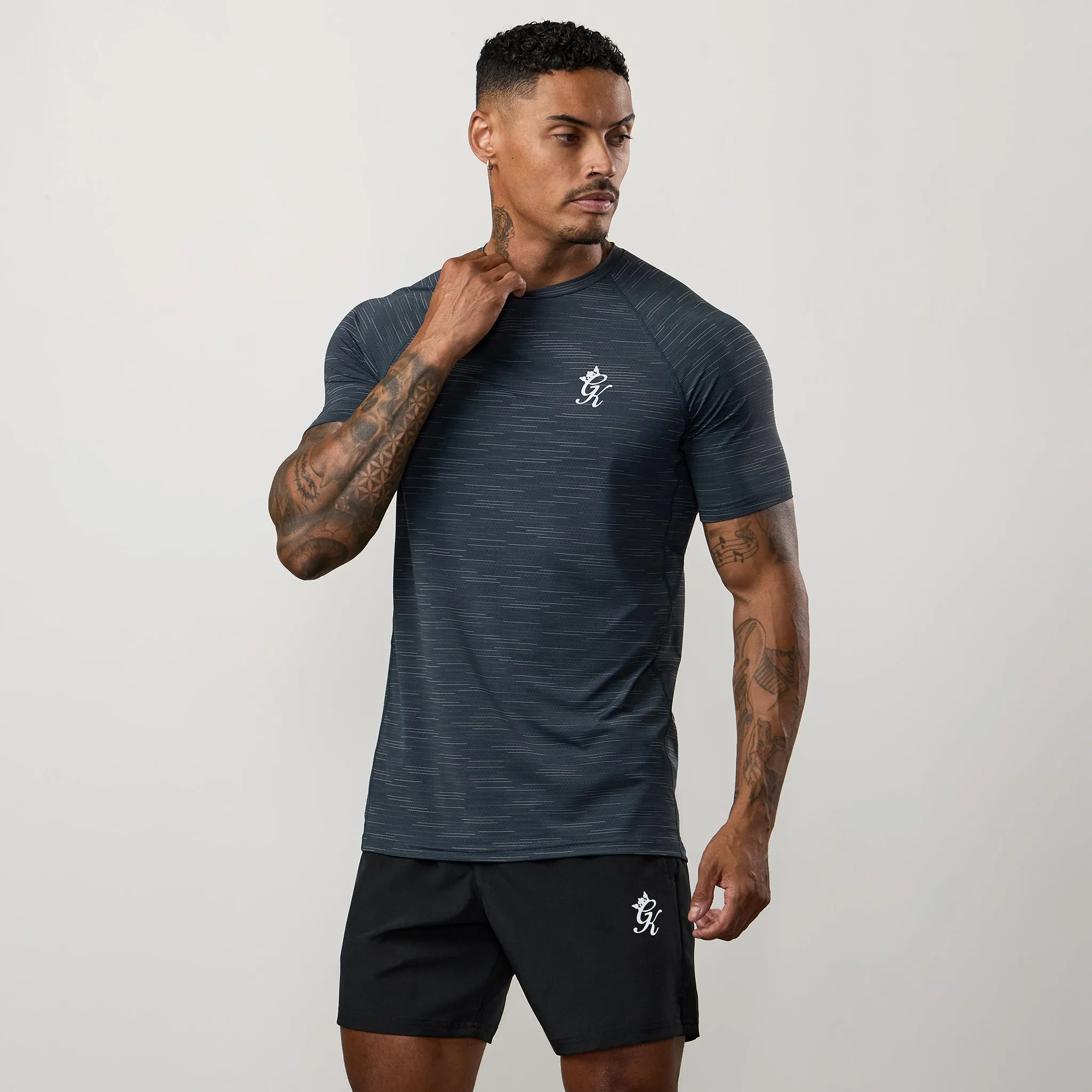 Casual Active Wear Stretch Fabric Technology Gym King Energy Grindle Tee - Graphite Grindle