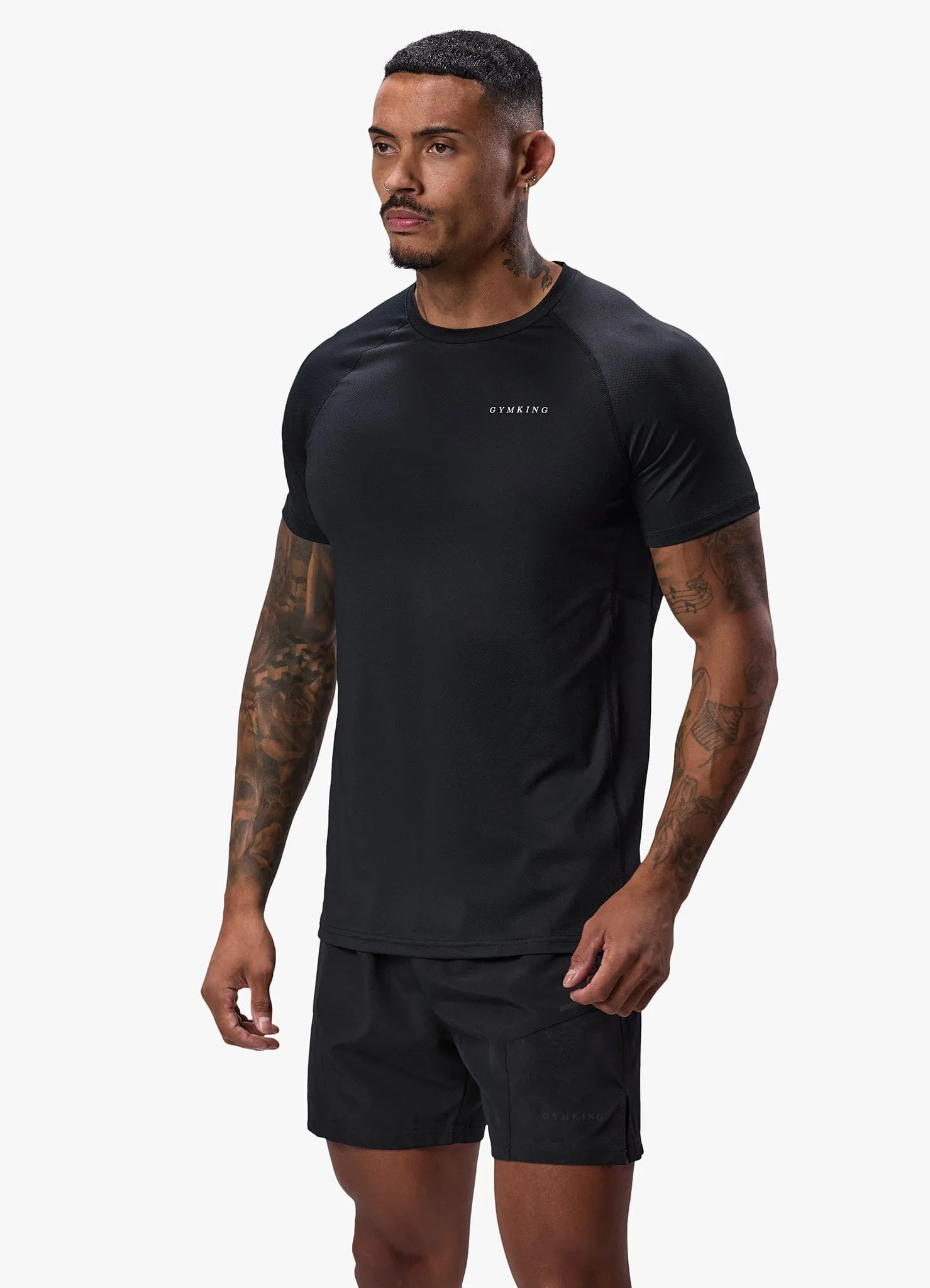 OdorResistant Fabric Gym King Energy Linear Tee - Black