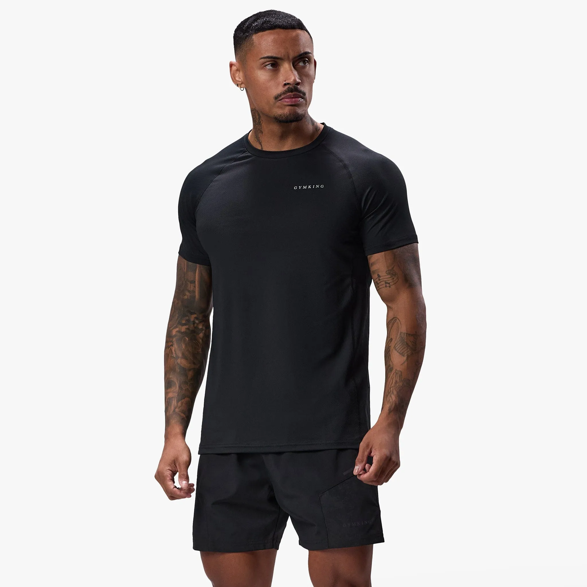 Pastel color Loose fitting comfort Gym King Energy Linear Tee - Black