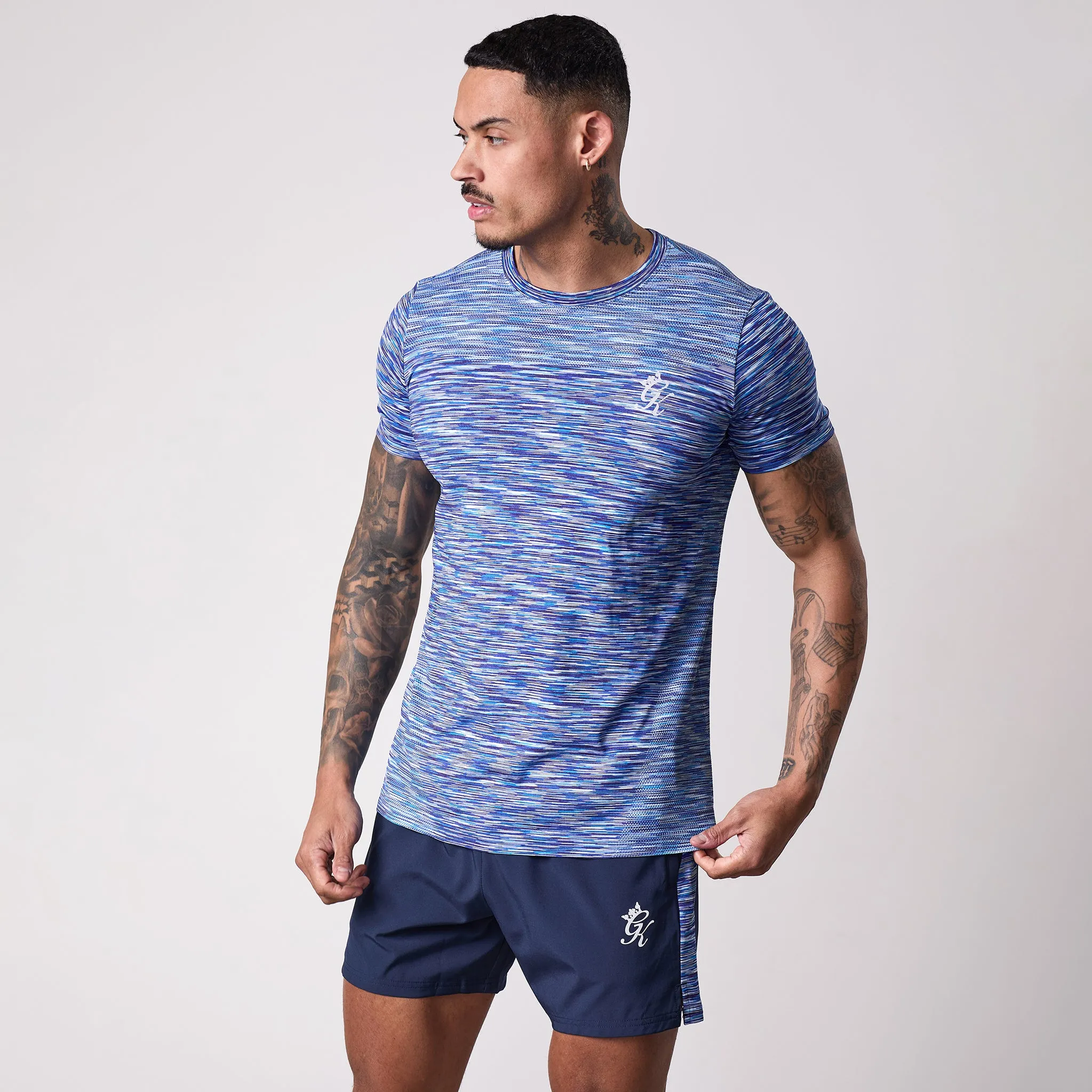 Active Style Trend Gym King Energy Seamless Space Dye Tee - Galactic Blue Multi